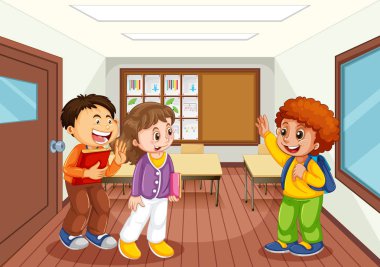 Sınıf sahnesindeki çocuklar