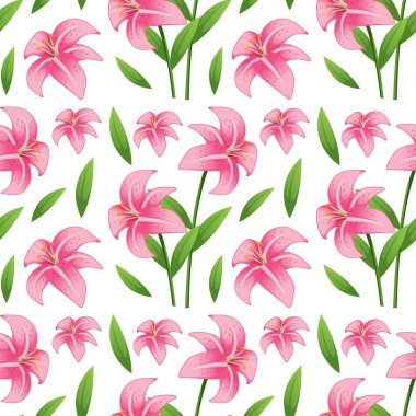 Lilly çiçek ile dikişsiz desen karo karikatür