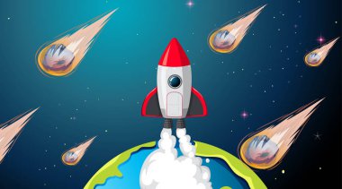 Roket ve asteroid sahne