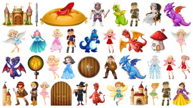 Fantezi peopl ve nesnelerin seti