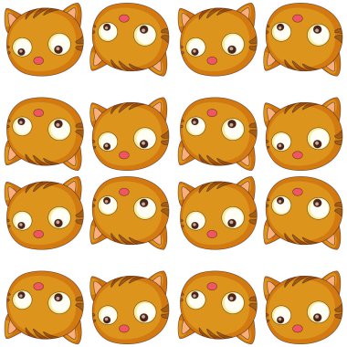 Kedi yüzlü dikişsiz desen karo karikatür