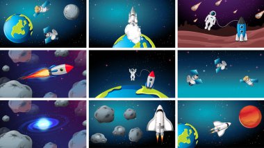 Evren uzay sahneleri seti