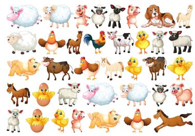 Set of farm animals vector Set of farm animals vector