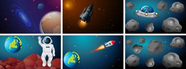 Farklı uzay sahneleri seti