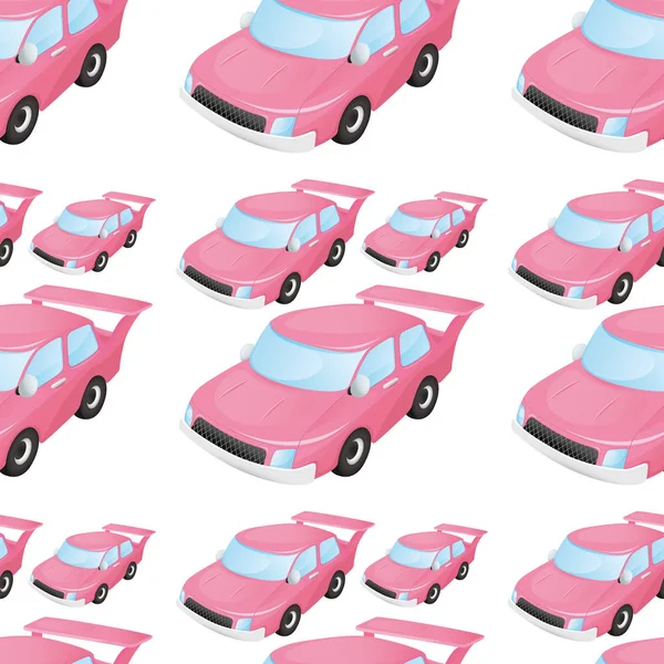 Caricature motif sans couture avec voiture jouet — Image vectorielle