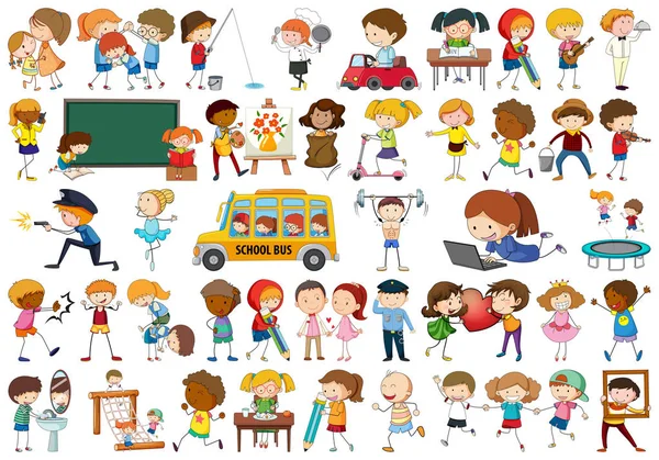 Colección de niños simples — Vector de stock