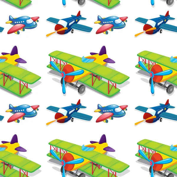 Oyuncak uçaklar ile dikişsiz desen karo karikatür — Stok Vektör