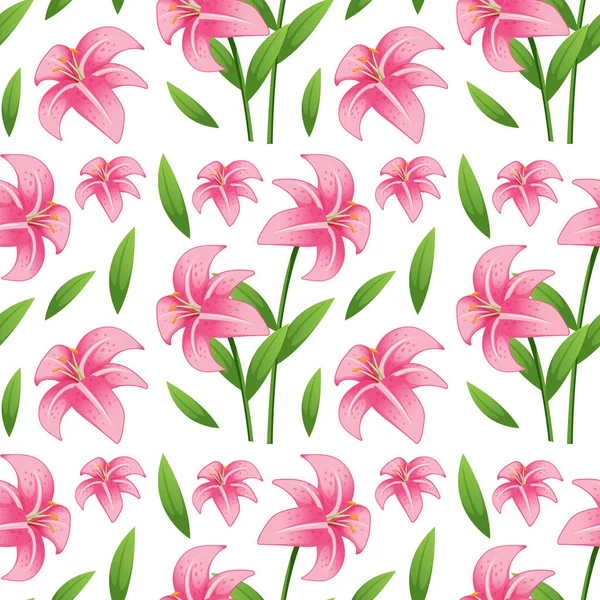 Dibujos animados de azulejos de patrón sin costuras con flor de lila — Vector de stock