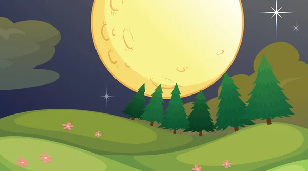 Pleine lune scène de parc — Image vectorielle