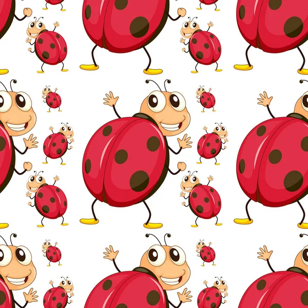 Seamless pattern tile cartoon with ladybug — Stock Vector