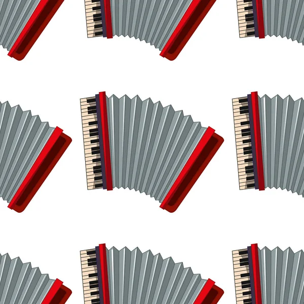 Naadloze patroon tegel cartoon met accordeon — Stockvector