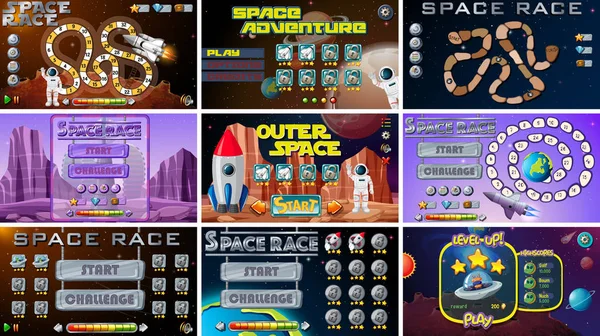 Conjunto de juegos de espacio — Vector de stock