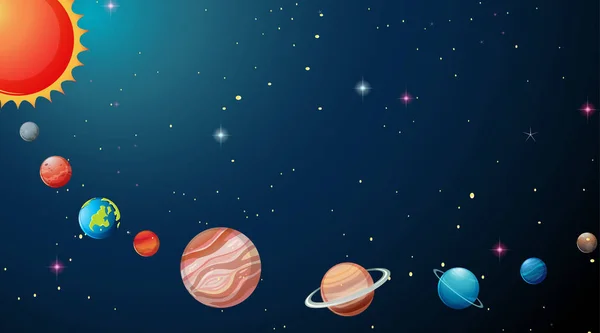 Planets in solar system — Stock Vector