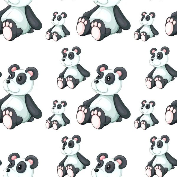 Desenhos animados de azulejo padrão sem costura com brinquedo panda —  Vetores de Stock