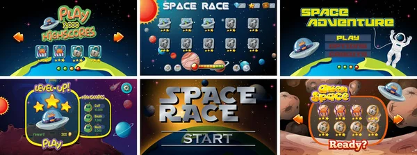 Set of space games — Stock Vector