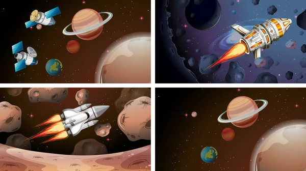 stock vector Set of space scenes