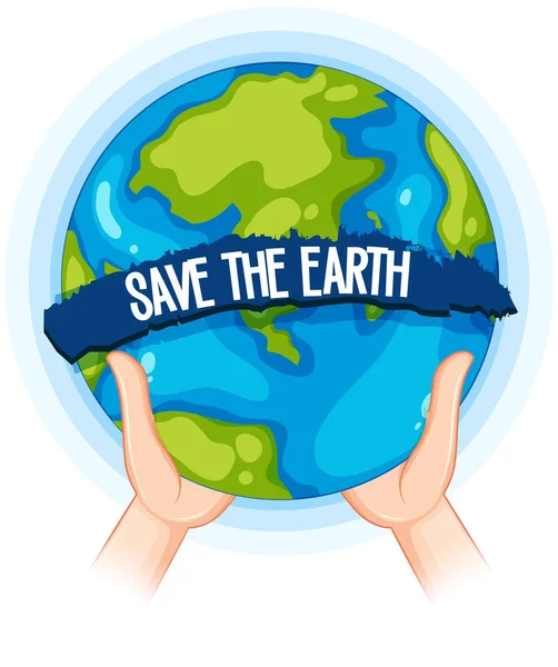 Hands holding up earth poster — Stock Vector