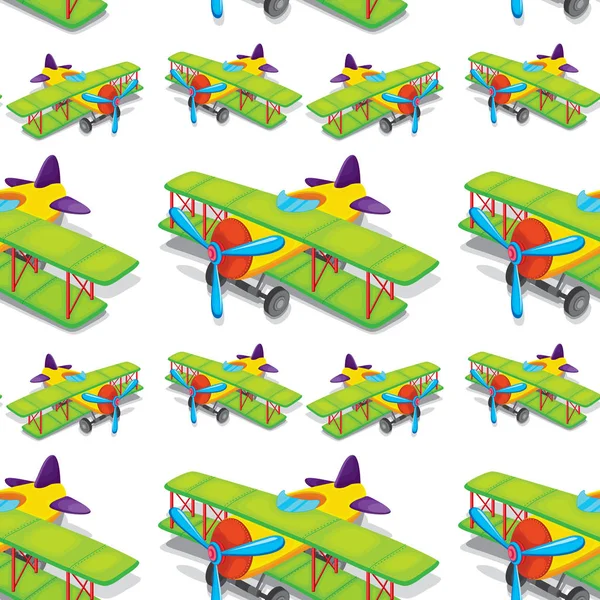 Seamless pattern tile cartoon with toy plane — Stock Vector