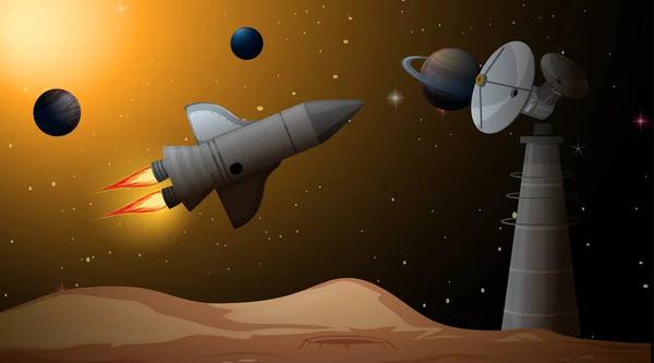 Cohete en escena espacial — Archivo Imágenes Vectoriales
