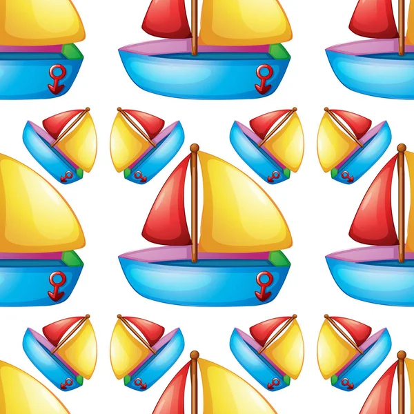 Nahtlose Muster Fliese Karikatur mit Spielzeugboot lizenzfreie Stockvektoren