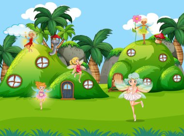 Fairys içinde fantezi doğa sahne