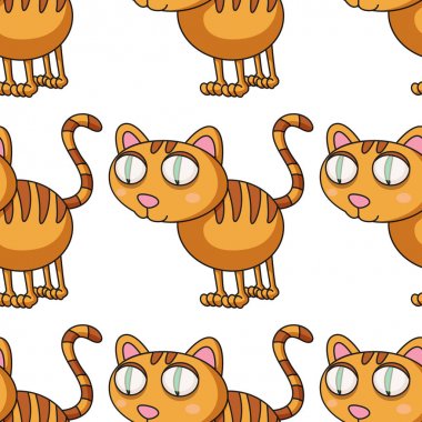 Kedi ile Dikişsiz desen kiremit karikatür