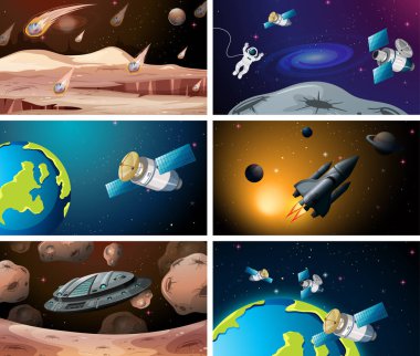 Çeşitli uzay sahneleri seti