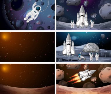 Uzayda astronot ve roketler