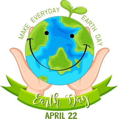 Smiling earth day poster clipart