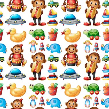 Oyuncaklar ile Dikişsiz desen kiremit karikatür