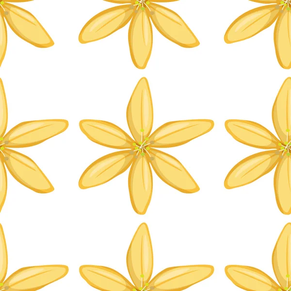 黄色の花とシームレスなパターンタイル漫画 — ストックベクタ