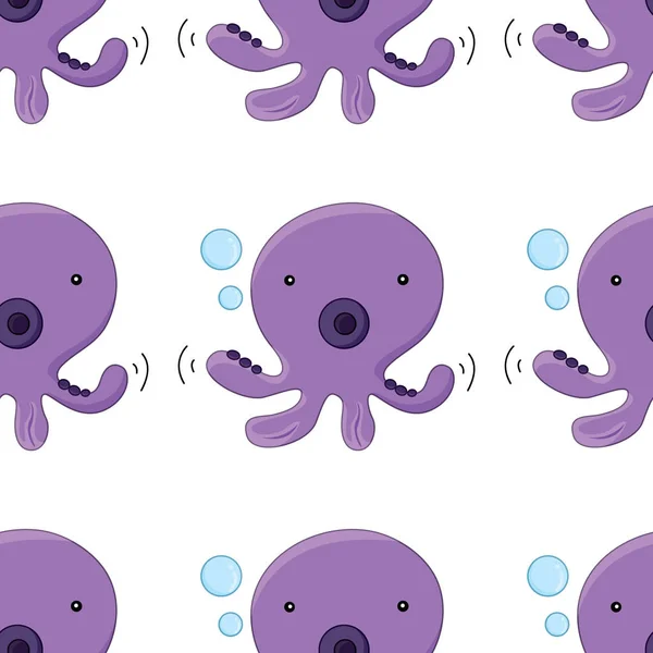 Dibujos animados de azulejos de patrón sin costura con pulpo — Vector de stock