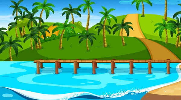 Naturaleza vacía playa océano paisaje costero — Vector de stock