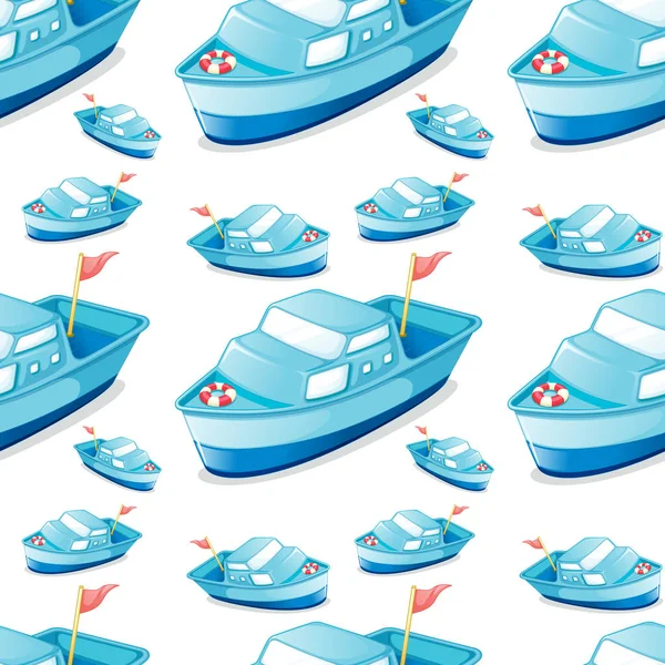 Cartone animato di piastrelle modello senza soluzione di continuità con barca giocattolo — Vettoriale Stock