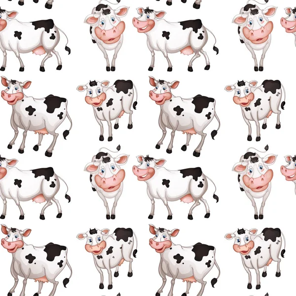 Seamless pattern tile cartoon with cows — Stock Vector