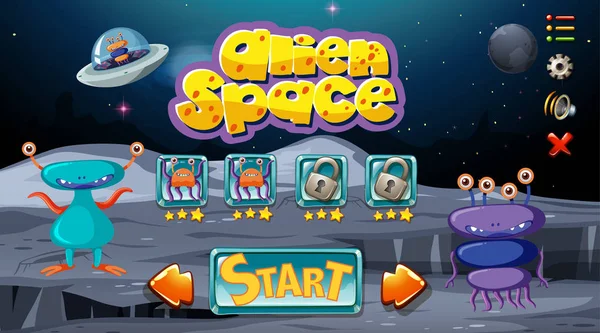 Alien Space Game Hintergrund — Stockvektor