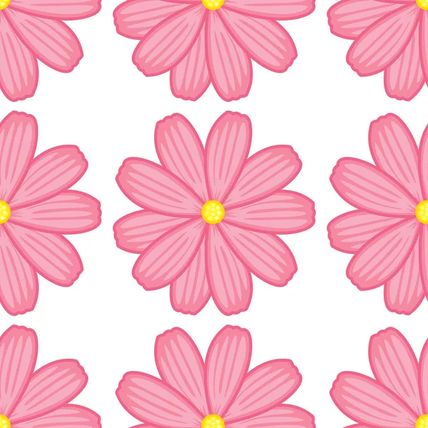 Motif sans couture carreau dessin animé avec des fleurs , — Image vectorielle