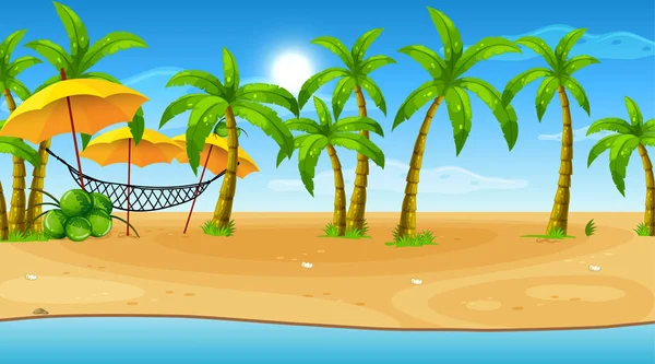 Naturaleza vacía playa océano paisaje costero — Vector de stock