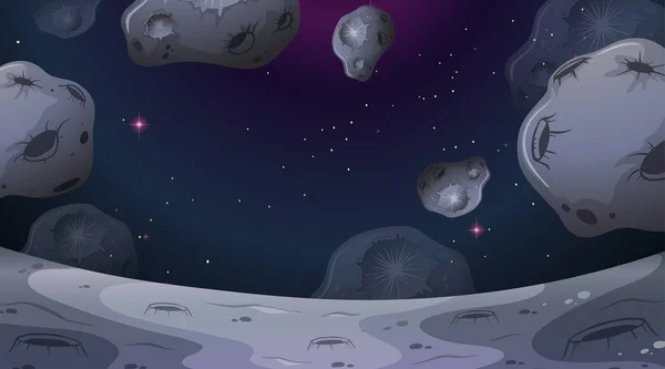 Asteroide luna paisaje escena — Archivo Imágenes Vectoriales