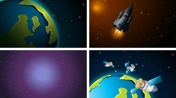 Space background scene set — Stock Vector