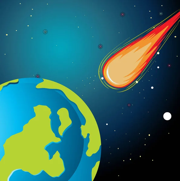 Asteroid dünyaya düşüyor — Stok Vektör