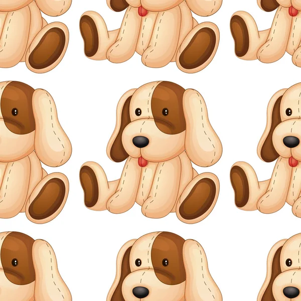 Padrão sem costura desenho animado azulejo com cão de brinquedo —  Vetores de Stock