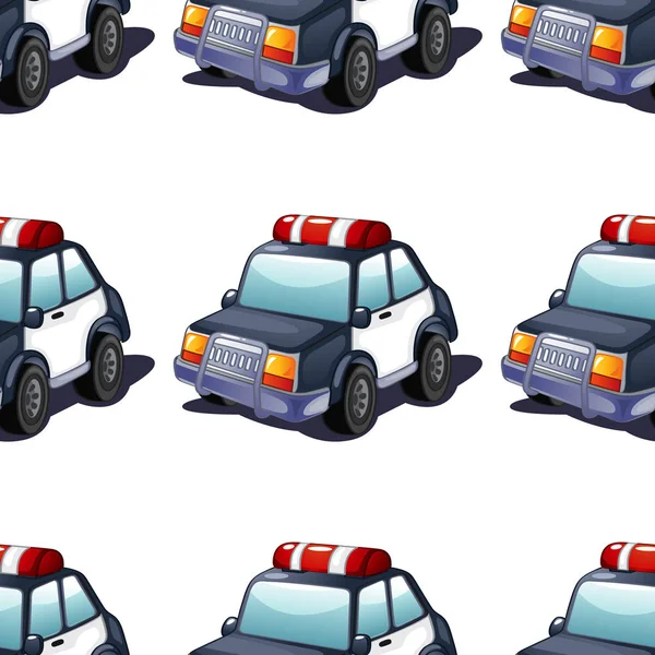 Χωρίς ραφές μοτίβο πλακάκια κινούμενα σχέδια με το αυτοκίνητο της αστυνομίας — Διανυσματικό Αρχείο