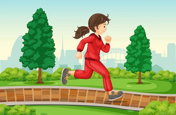 Mujer corriendo en parque — Vector de stock