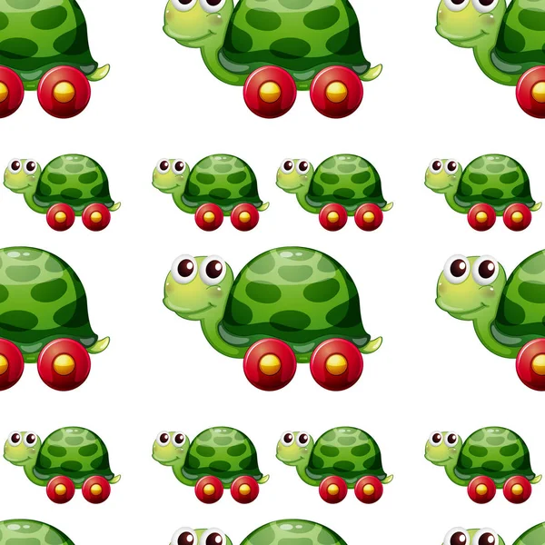 Dibujos animados de azulejos patrón sin costura con, tortuga de juguete — Vector de stock