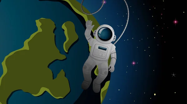 Αστροναύτης και το υπόβαθρο της γης — Διανυσματικό Αρχείο