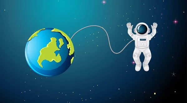 Astronot uzay sahnesinde uçan — Stok Vektör