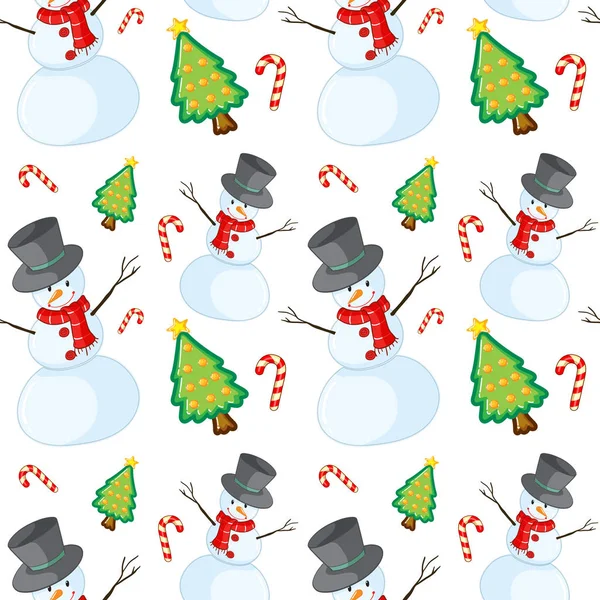 Dibujos animados de azulejos de patrón sin costura con tema de Navidad — Vector de stock