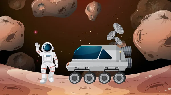 Αστροναύτης και σκηνή του Ρόβερ — Διανυσματικό Αρχείο