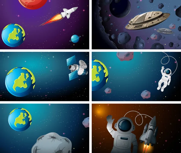 Large space background scenes — Stock Vector